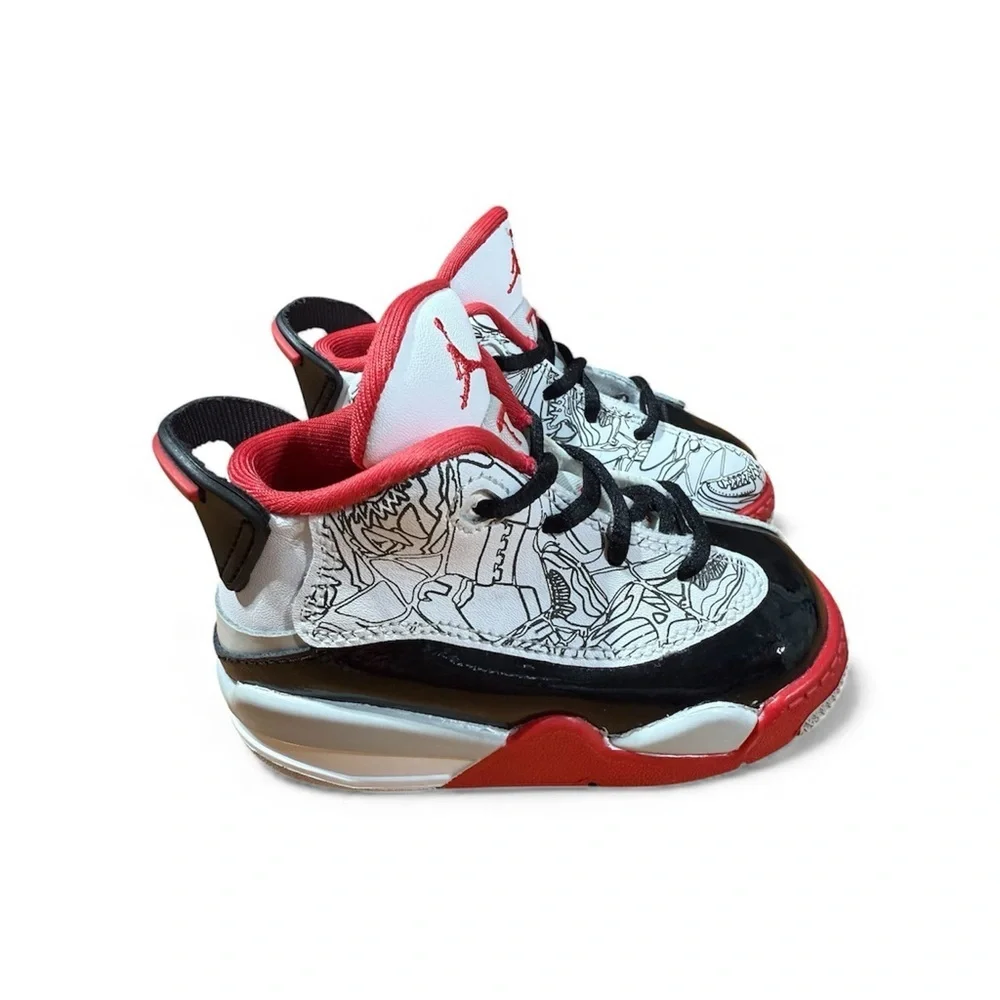 Jordan Kids Black, White, and Red Sneakers